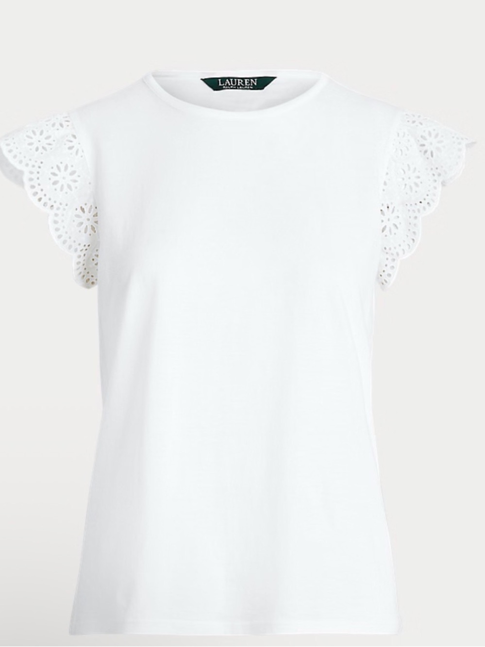 Lauren Ralph Lauren Cotton White Eyelet Sleeve Blouse